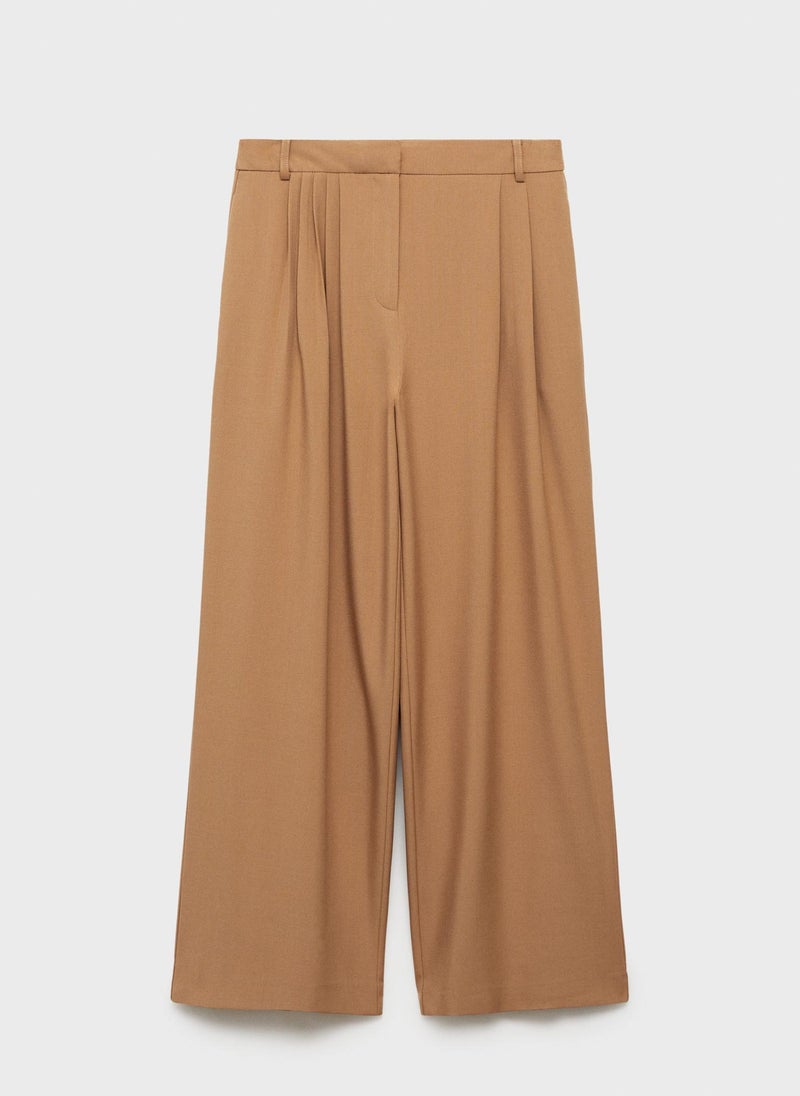 Wideleg Pleated Trousers