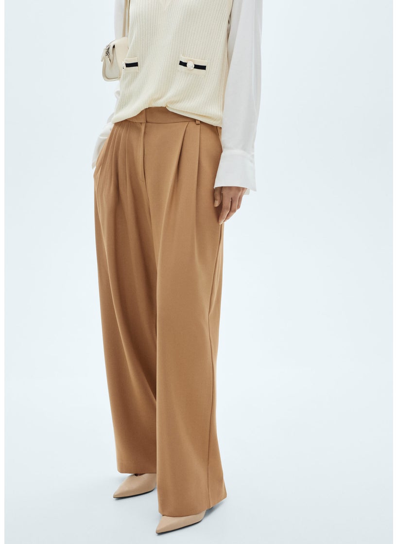 Wideleg Pleated Trousers