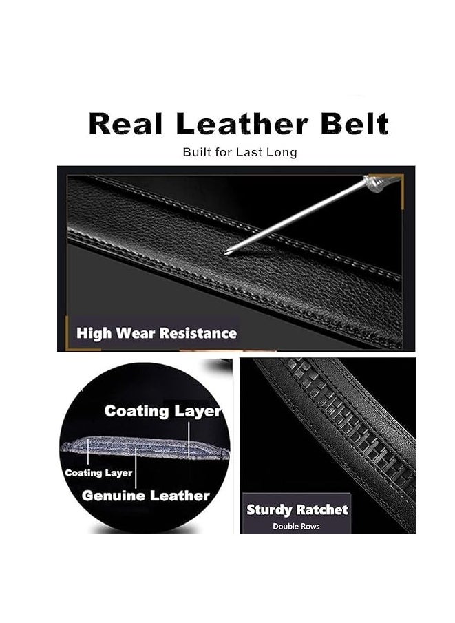 Genuine Leather Belt for Men with Easier Adjustable Autolock Buckle Micro Adjustable Belt Fit Everywhere  Formal and Casual  Elegant Gift Box