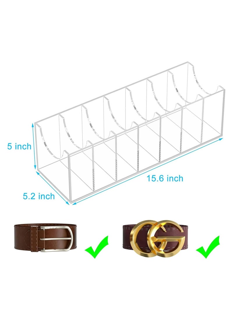 Belt Organizer, Acrylic Belt Storage Holder for The Closet, 7 Compartments Display Case for Tie and Bow Tie