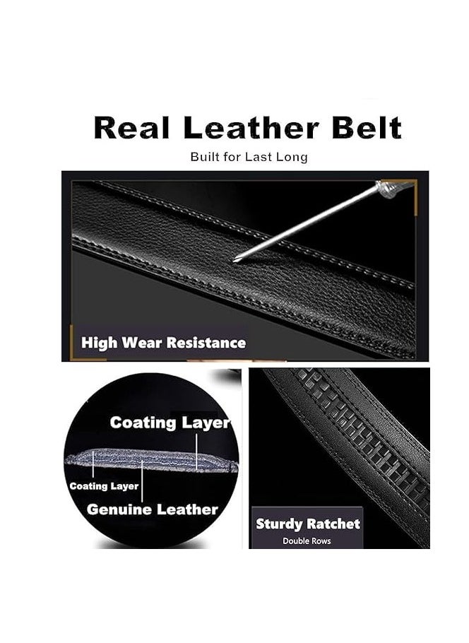 Genuine Leather Belt for Men with Easier Adjustable  Autolock Buckle Micro Adjustable Belt Fit Everywhere  Formal and Casual  Elegant Gift Box