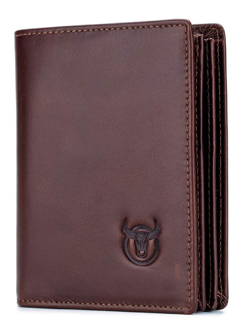 Men's Genuine Leather Wallet   RFID Blocking Wallet 14 Card Slots  1 ID Window and Large Capacity Can Hold 50 Currency Notes