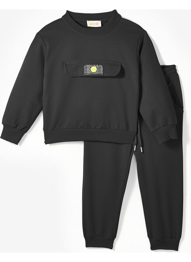 June Kids Tracksuit with Pocket Flap Black