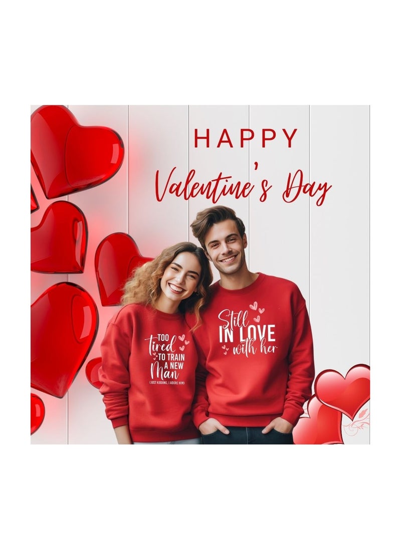 Valentine's Day Matching Couple Sweatshirts–Comfortable Round Neck Long Sleeve Cotton Sweatshirts–Romantic Couple Outfits