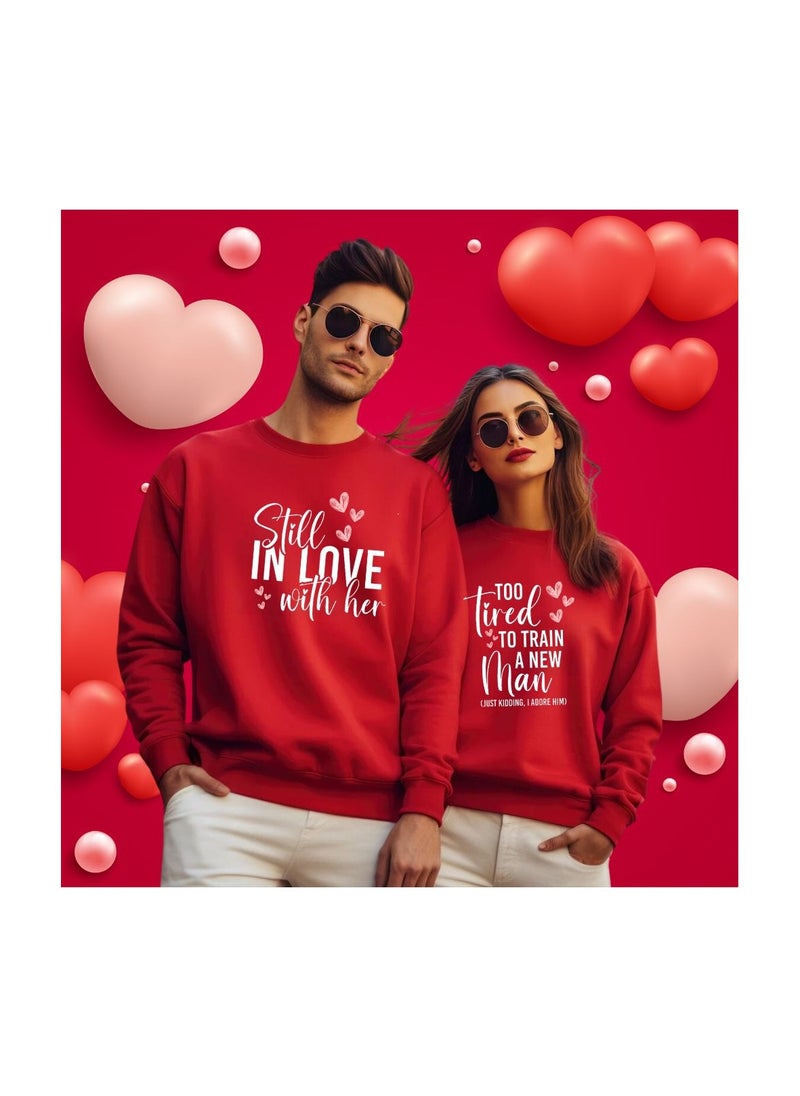 Valentine's Day Matching Couple Sweatshirts–Comfortable Round Neck Long Sleeve Cotton Sweatshirts–Romantic Couple Outfits