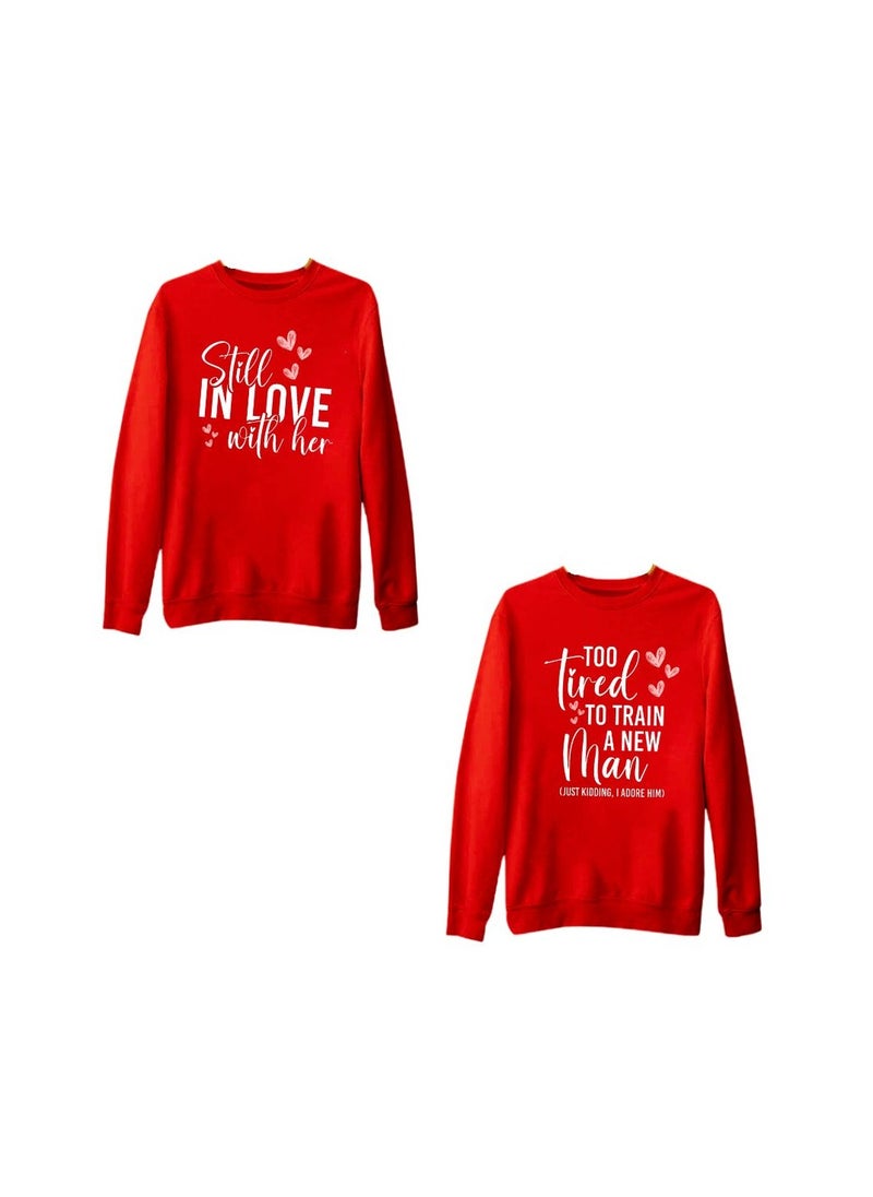 Valentine's Day Matching Couple Sweatshirts–Comfortable Round Neck Long Sleeve Cotton Sweatshirts–Romantic Couple Outfits