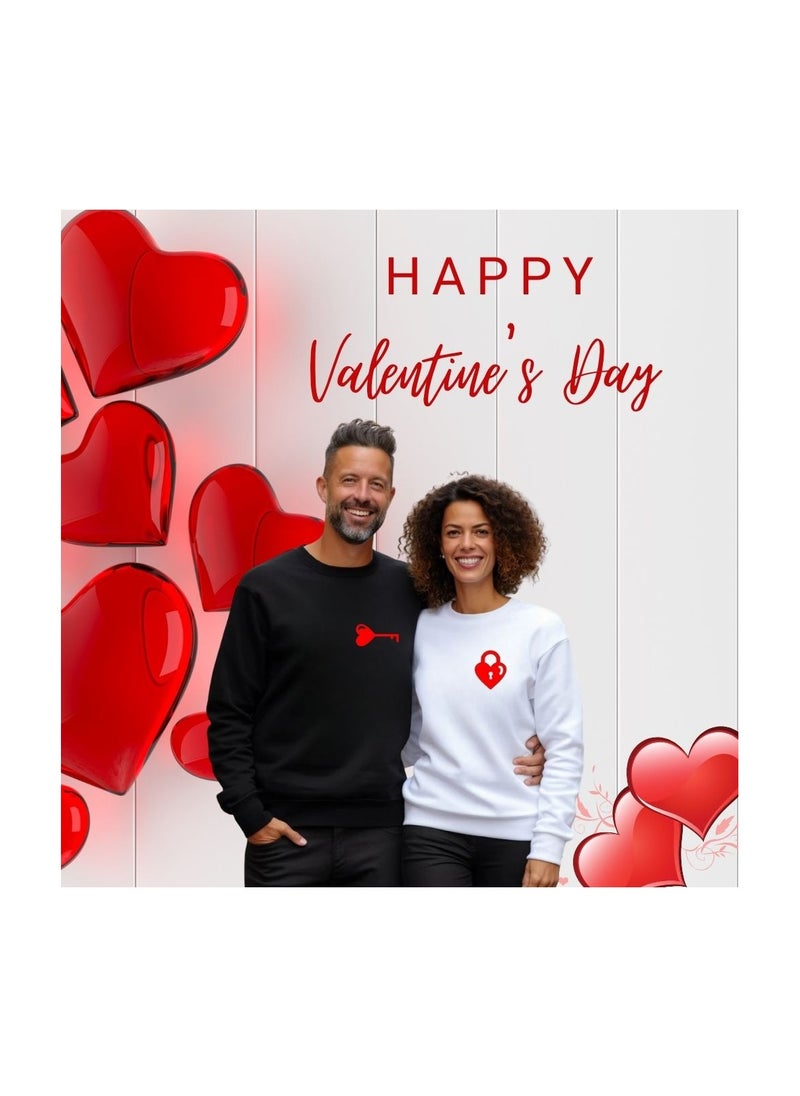 Valentine's Day Matching Couple Sweatshirts–Comfortable Round Neck Long Sleeve Cotton Sweatshirts–Romantic Couple Outfits