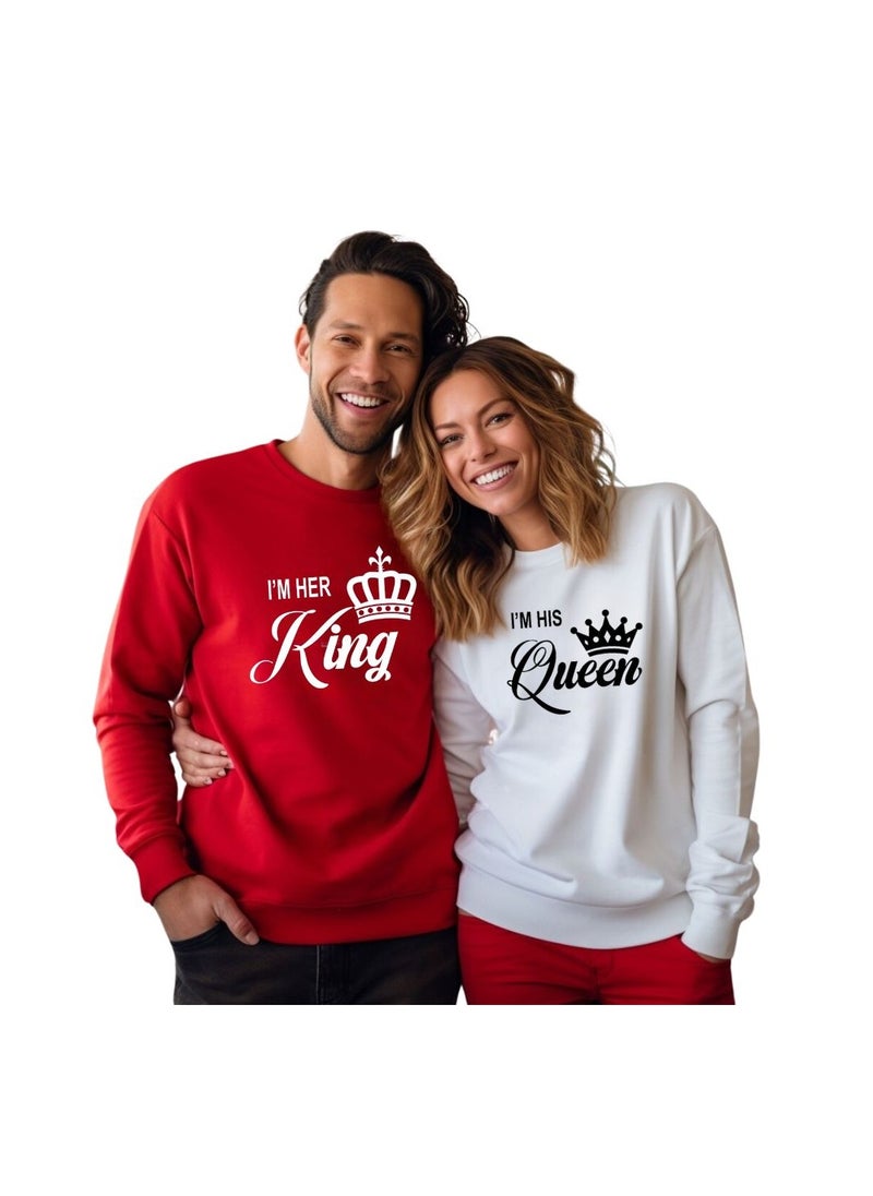 Valentine's Day Matching Couple Sweatshirts–Comfortable Round Neck Long Sleeve Cotton Sweatshirts–Romantic Couple Outfits