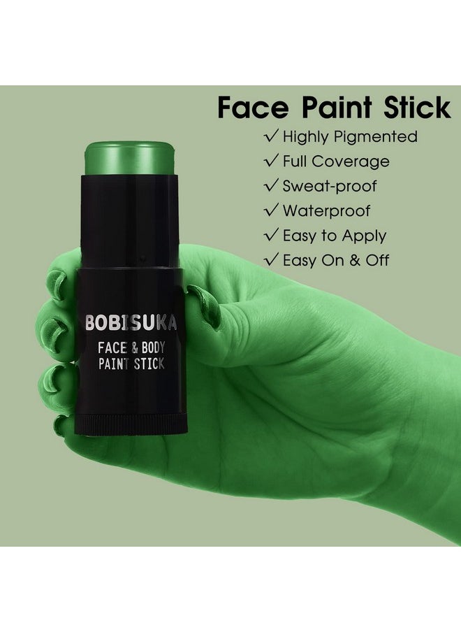 Green Face Paint Stick, Waterproof Dark Green Eye Black Body Paint Sticks For Sports, Painting Kit For Halloween Makeup Zombie Witch Camo Hulk Cosplay Special Effects Sfx Costume