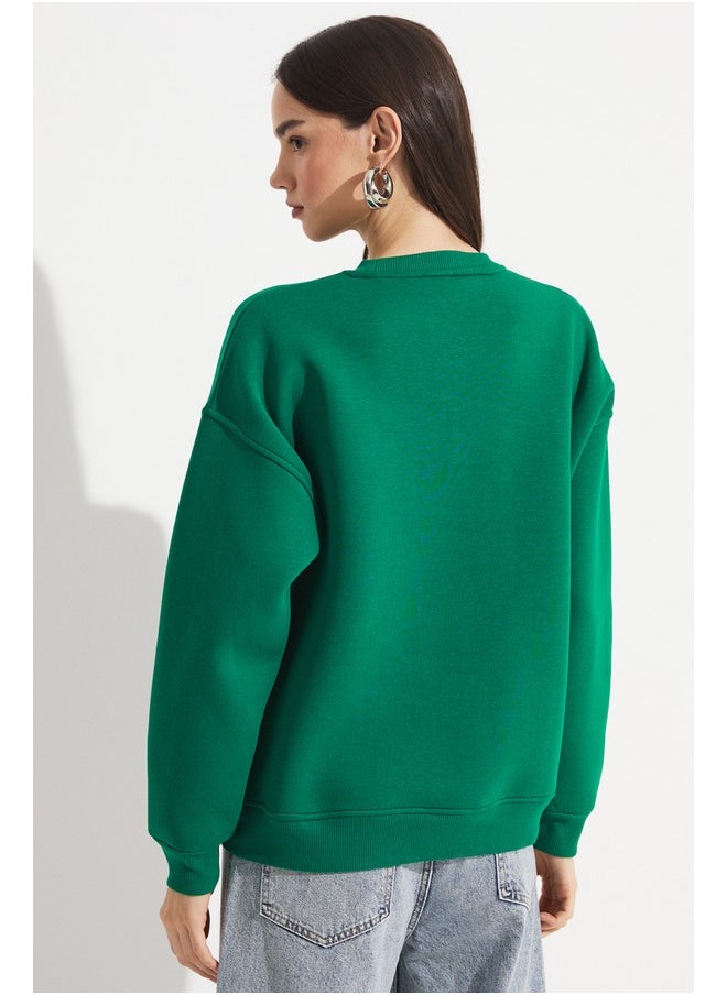 June Crew Neck Basic Sweatshirt Green