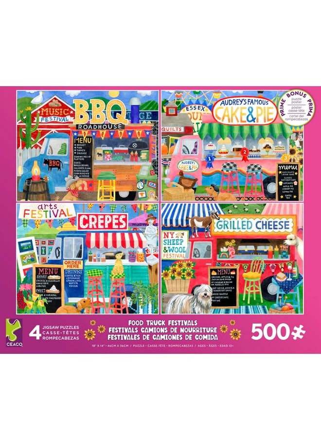 - 4 In 1 Multipack - Food Trucks - (4) 500 Piece Jigsaw Puzzles