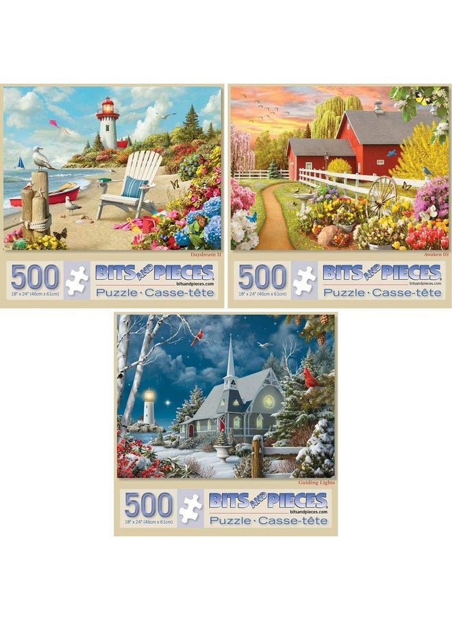 - Jigsaw Puzzles For Adults - Value Set Of Three - Awaken, Guiding Lights, And Daydream Jigsaws By Artist Alan Giana - 500 Piece Jigsaw Puzzles - 18