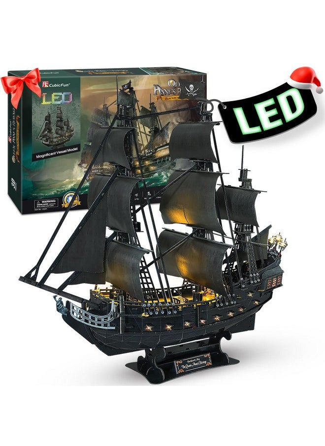 3D Puzzles For Adults Home Decor Pirate Ship Gifts For Men Women Model Kits Brain Teaser Puzzles For Adults Teacher Gifts,Queen Anne'S Revenge 340 Pcs