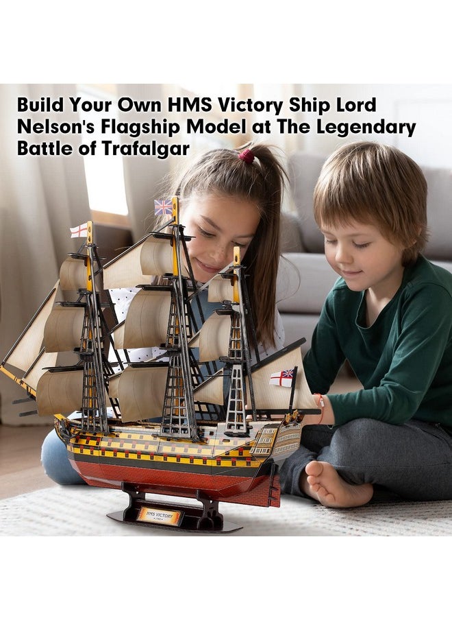 3D Puzzles Large Hms Victory Vessel Ship Sailboat Model Kits For Adults And Teens Toys, 189 Pieces, T4019H
