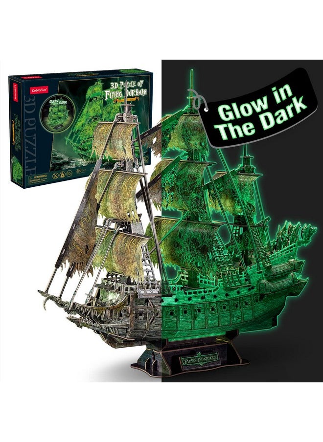 3D Jigsaw Puzzles Dutch Ship Model Flying Luminous Haunted Pirate Ship Diy For Adults And Kids, Building Kits Office Decoration For Women And Men, 360 Pieces