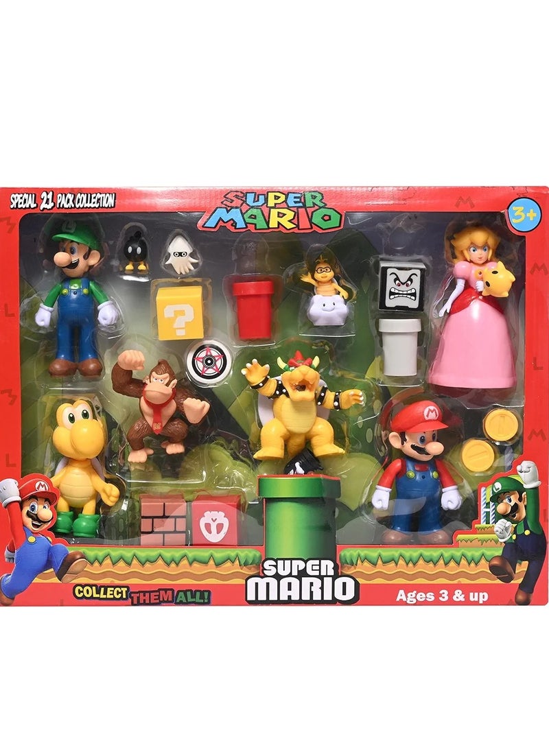 Super Mario Bros Anime Action Figures Set (21 Pieces) You Can Gifts These As a Gift To Your Loved Ones