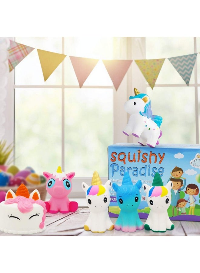 Unicorn Squishy Jumbo Squishies- 6 Pack Narwhal Squishy Unicorn Cake Scented Squishies Pack Slow Rising Squishies Stress Reliever Toys For Girls And Boys Unicorn Party Favors