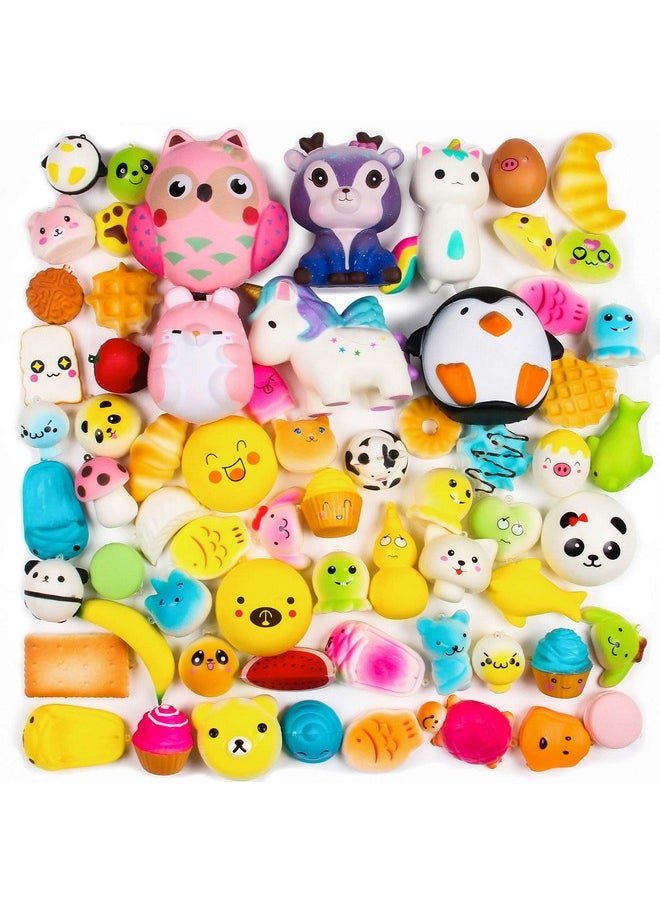 Random 16Pcs Squeeze Toys For Kids, Including 1Pc Jumbo Toy And 15Pcs Mini Toys, Kawaii Soft Cream Scented Food And Animal Slow Rising Stress Relief Toys Goodie Bag Egg Filler Party Favor Gifts