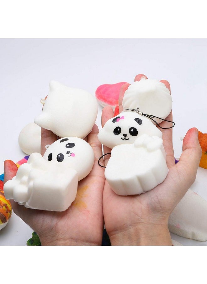 Random 30 Pcs Diy Squeeze Toys Cream Scented Kawaii Simulation Lovely Toy Medium Mini Soft Food Squeeze Bread Toys Keychains, Phone Straps, Bonus Random Stickers