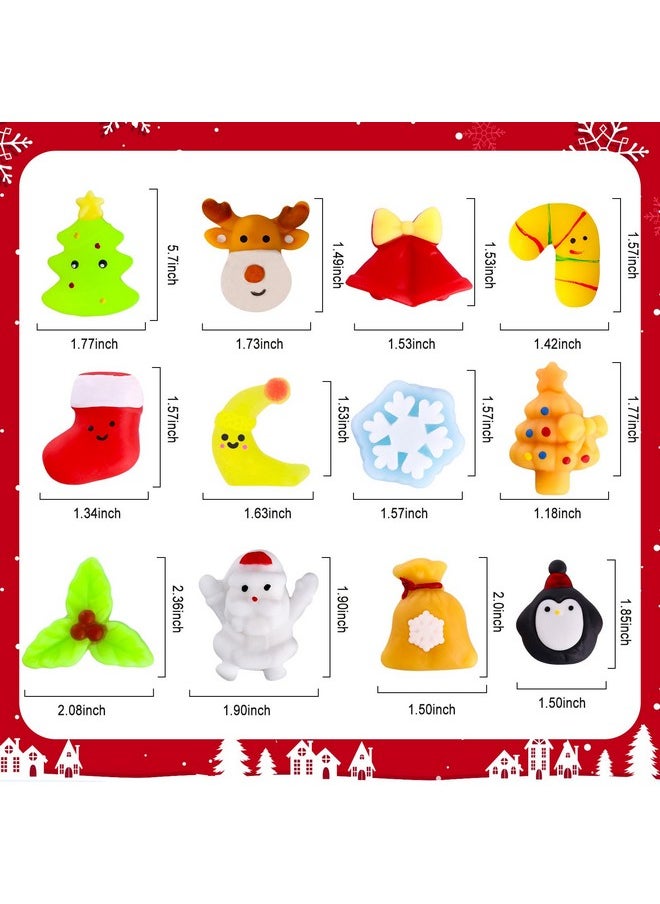 48 Pcs Christmas Squishies Mochi Squishies Toys For Kids Christmas Stocking Stuffers Party Favor Goodie Bag Filler Bulk