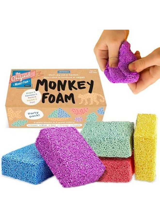 Monkey Foam From The Original Monkey Noodle 5 Giant Blocks, Squishy Sensory Toys For Kids With Unique Needs Fosters Creativity, Fun Play Foam, Great For Classrooms, Home, & Playtime Ages 3+