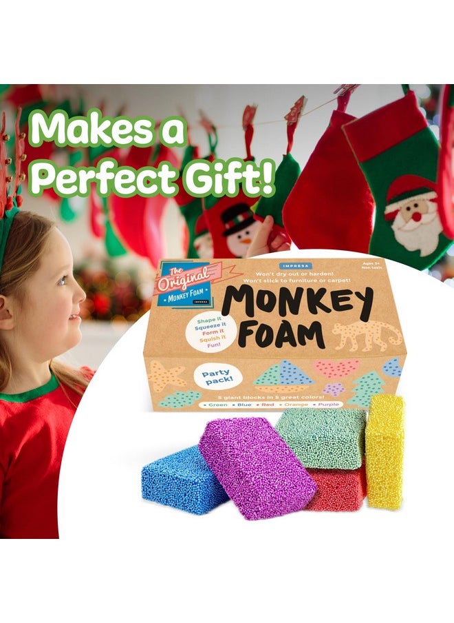 Monkey Foam From The Original Monkey Noodle 5 Giant Blocks, Squishy Sensory Toys For Kids With Unique Needs Fosters Creativity, Fun Play Foam, Great For Classrooms, Home, & Playtime Ages 3+