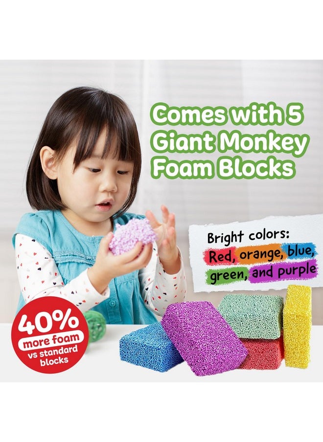 Monkey Foam From The Original Monkey Noodle 5 Giant Blocks, Squishy Sensory Toys For Kids With Unique Needs Fosters Creativity, Fun Play Foam, Great For Classrooms, Home, & Playtime Ages 3+