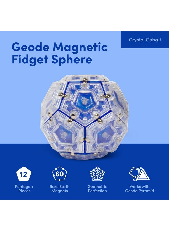 Geode Sphere Magnetic Fidget Toy For Adults & Teens 14+ | Sensory Gadget For Stress Relief And Anxiety, Office Desk Toy Present,, Holiday Stocking Stuffer | Cobalt, 12-Piece Set