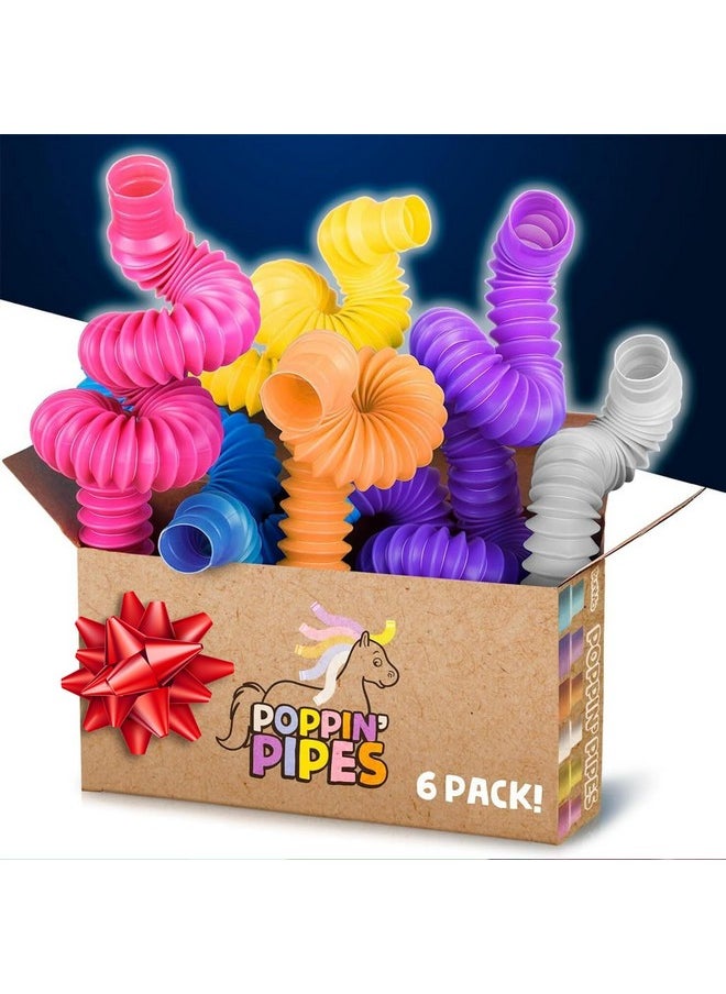 Stocking Stuffers For Kids - Pop Tubes - Sensory Toys - Stocking Stuffers - Toddler Toys - Imaginative Play & Stimulating Creative Learning - Stocking Stuffers For Toddlers 3+ - 6 Pack Medium