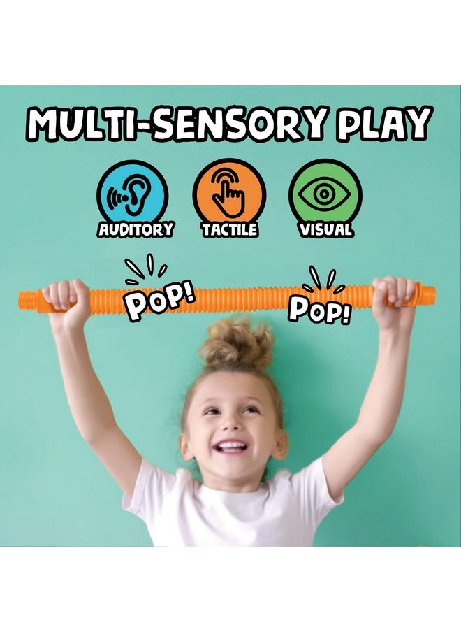 Stocking Stuffers For Kids - Pop Tubes - Sensory Toys - Stocking Stuffers - Toddler Toys - Imaginative Play & Stimulating Creative Learning - Stocking Stuffers For Toddlers 3+ - 6 Pack Medium