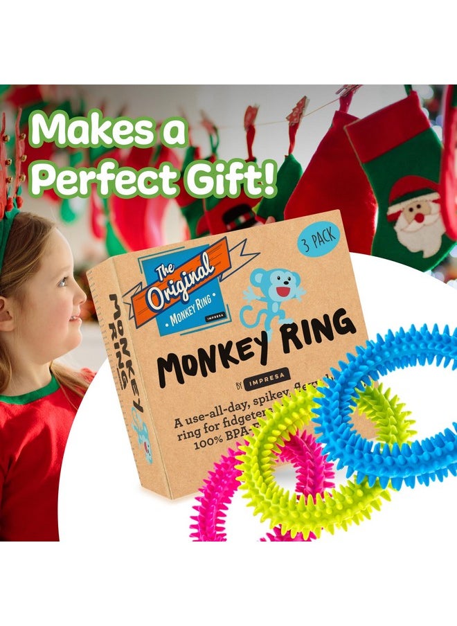 3-Pack Spiky Sensory Rings From The Original Monkey Noodle, Fidget Bracelet For Kids With Unique Needs, Fosters Creativity, Focus And Fun-Great For Classrooms, Home & Playtime Age 3+