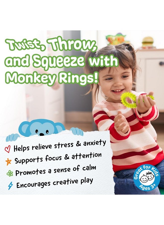 3-Pack Spiky Sensory Rings From The Original Monkey Noodle, Fidget Bracelet For Kids With Unique Needs, Fosters Creativity, Focus And Fun-Great For Classrooms, Home & Playtime Age 3+
