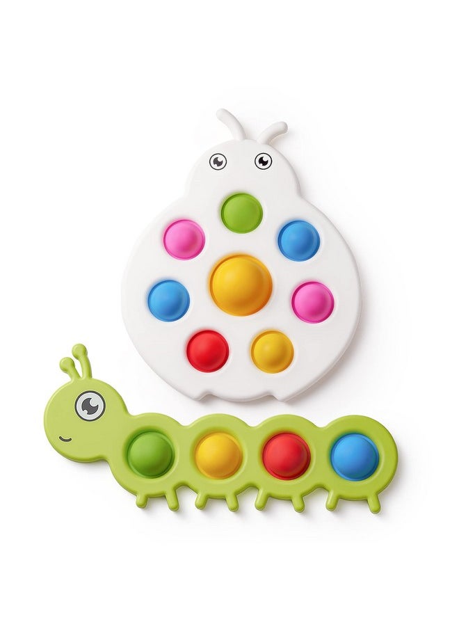 Fidget Popper Sensory Baby Toys For 10+ Months, Montessori Busy Toy For 1 2 3 Year Old Toddlers Push And Popping Bubbles Fine Motor Skill, Travel Toys For Kids Ages 1-3 Stress Relief (2 Pieces)