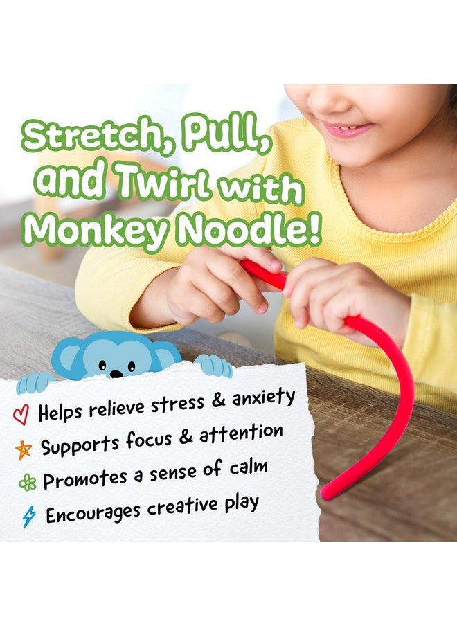 The Original Monkey Noodle Fidget Toy - 5 Pack - Stretchy Sensory Toys For Kids & Toddlers With Unique Needs - Fosters Creativity, Focus, & Fun-Great For Classrooms, Home & Playtime Ages 3+