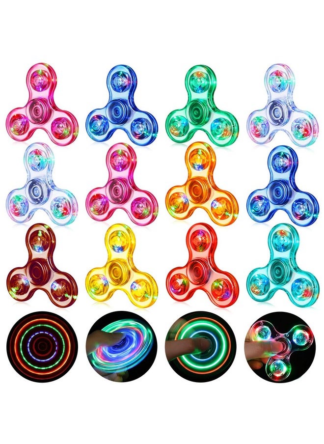 Fidget Spinners 12 Pack, Christmas Party Favors Led Light Up Bulk Fidget Spinners, Christmas Stocking Suffers Goodie Bag Stuffers, Glow In The Dark Party Supplies Birthday Prizes Return Gifts