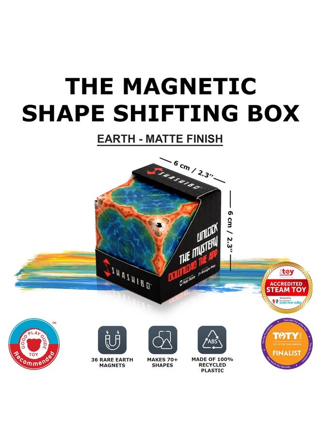 Shape Shifting Box - Award-Winning, Patented Fidget Cube W/ 36 Rare Earth Magnets - Transforms Into Over 70 Shapes, Download Fun In Motion Toys Mobile App (Earth - Explorer Series)