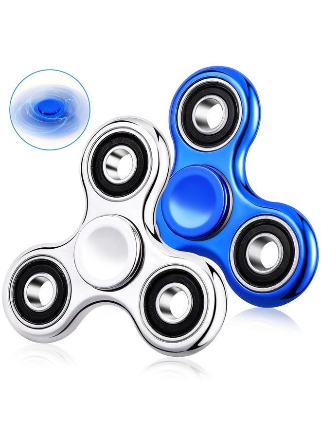 2Pcs Fidget Spinner For Kids Adults Stress Relief Sensory Fidget Toys Cool Electroplated Fidget Spinners Adhd Autism Christmas Birthday Gifts Stocking Stuffers Classroom Prizes For Boys Girls