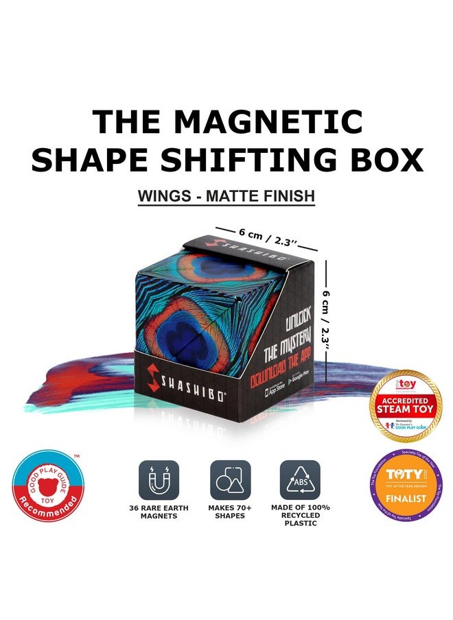 Shape Shifting Box - Award-Winning, Patented Fidget Cube W/ 36 Rare Earth Magnets - Transforms Into Over 70 Shapes, Download Fun In Motion Toys Mobile App (Original Series - Wings)