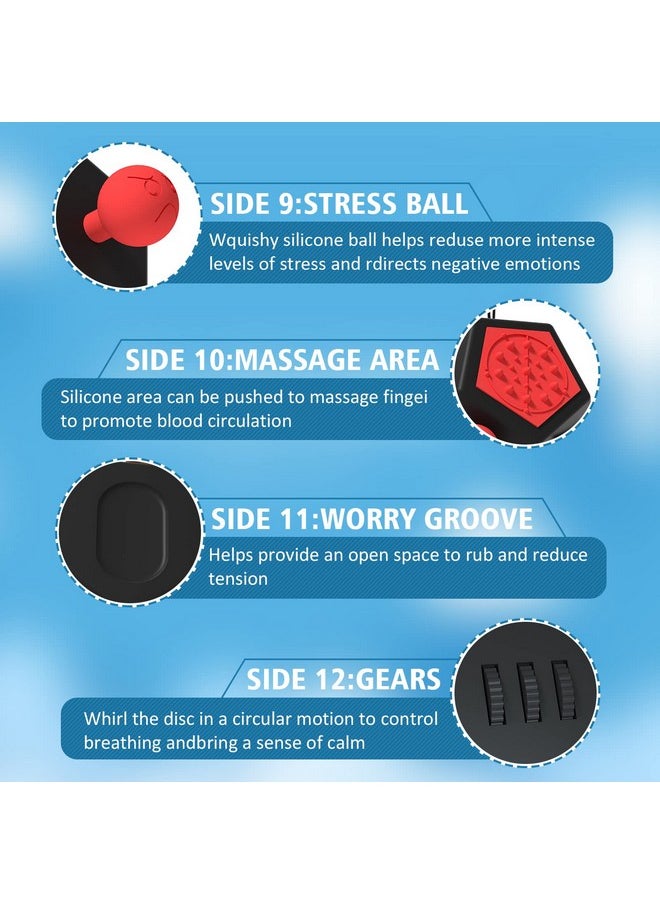 Fidget Dodecagon -12 Side Fidget Toy Cube Relieves Stress And Anxiety Anti Depression Cube For Children And Adults (A4 Black Red)