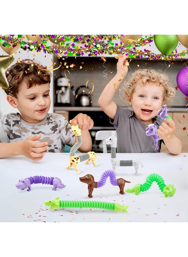 Animal Pop Tubes Fidget Toys, 8 Pack Sensory Toys For Toddlers 2-3 Party Favors For Kids 4-8 8-12 Birthday Gifts Party, Classroom, School Reward,Goodie Bags Stuffers For Kids