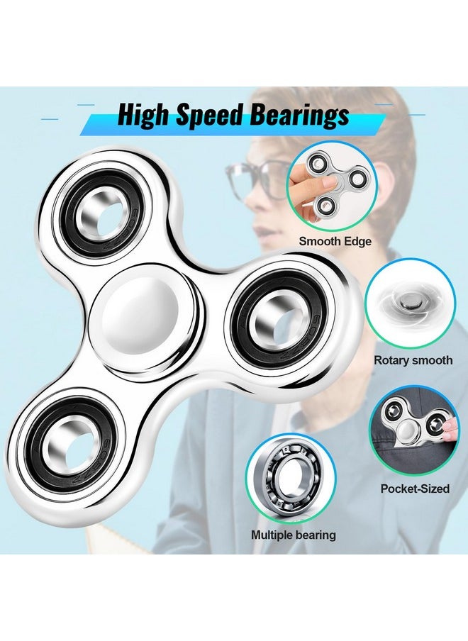 2Pcs Fidget Spinner For Kids Adults Stress Relief Sensory Fidget Toys Cool Electroplated Fidget Spinners Adhd Autism Christmas Birthday Gifts Stocking Stuffers Classroom Prizes For Boys Girls