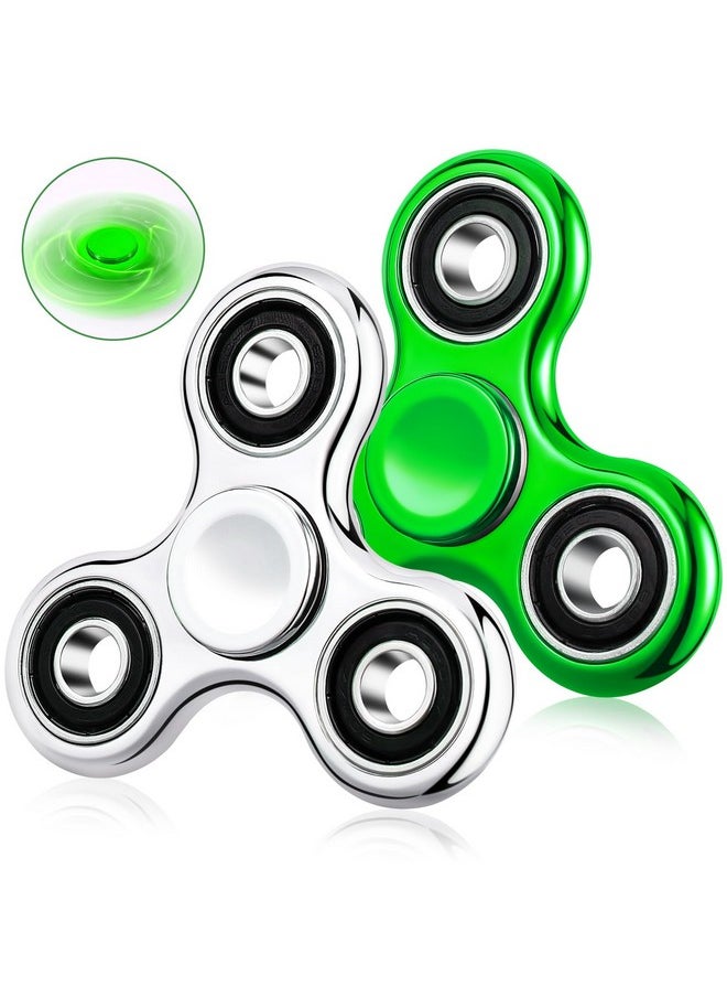 2Pcs Fidget Spinner For Kids Adults Stress Relief Sensory Fidget Toys Cool Electroplated Fidget Spinners Adhd Autism Christmas Birthday Gifts Stocking Stuffers Classroom Prizes For Boys Girls