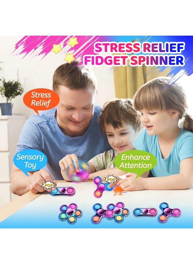 3 Pack Pop Fidget Spinners For Party Favors｜Hand Fidget Bulk Toys For Classroom Return Prizes｜Sensory Fidget Toys For Teens Boys Girls｜Christmas Brithday Gifts Prizes