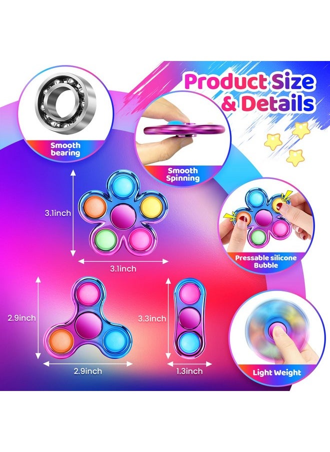 3 Pack Pop Fidget Spinners For Party Favors｜Hand Fidget Bulk Toys For Classroom Return Prizes｜Sensory Fidget Toys For Teens Boys Girls｜Christmas Brithday Gifts Prizes