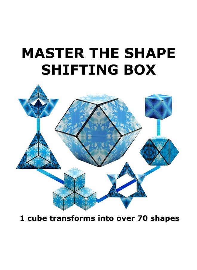 Shape Shifting Box - Award-Winning, Patented Fidget Cube W/ 36 Rare Earth Magnets - Transforms Into Over 70 Shapes, Download Fun In Motion Toys Mobile App (Original Series - Blue Planet)