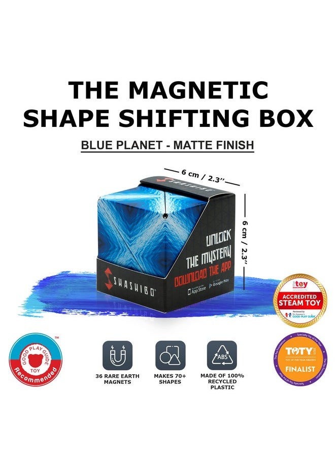 Shape Shifting Box - Award-Winning, Patented Fidget Cube W/ 36 Rare Earth Magnets - Transforms Into Over 70 Shapes, Download Fun In Motion Toys Mobile App (Original Series - Blue Planet)