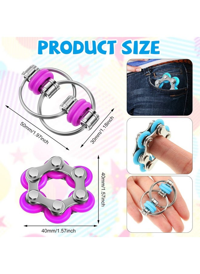 16 Pcs Fidget Toys Set Include 8 Six Roller Chain And 8 Key Flippy Chain Stress Reducer Bike Chain Toys Anxiety Relief Bike Chain For Teens Adults Adhd, Add, Autism (Bright)