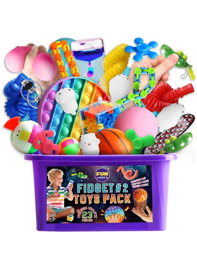 Fidget Pack Box For Boys Girls 4-12, Funkidz Fidget Toys For Kids 5-7 Autistic Sensory Mystery Birthday Gifts In Reusable Portable Treasure Box Nice Party Favors