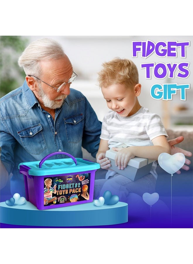 Fidget Pack Box For Boys Girls 4-12, Funkidz Fidget Toys For Kids 5-7 Autistic Sensory Mystery Birthday Gifts In Reusable Portable Treasure Box Nice Party Favors