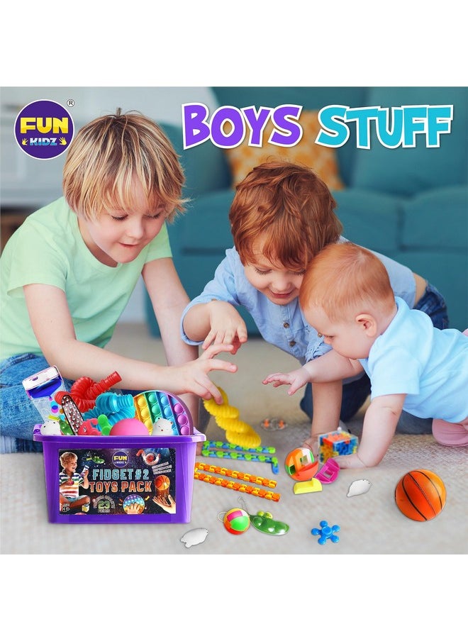 Fidget Pack Box For Boys Girls 4-12, Funkidz Fidget Toys For Kids 5-7 Autistic Sensory Mystery Birthday Gifts In Reusable Portable Treasure Box Nice Party Favors